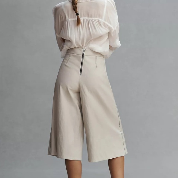 Beatrice B Met Faux Leather Culottes Cream Pants - Picture 10 of 10